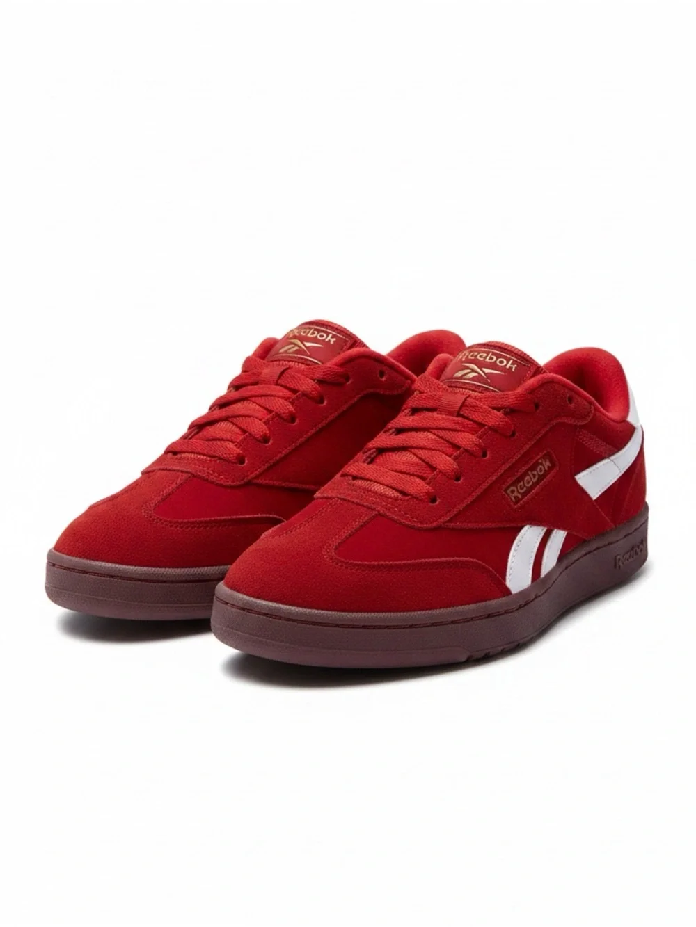 Reebok Women's Red Low-Top Sneakers with White Stripes